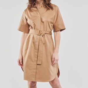 NWT Hugo Boss Dashile Short Sleeve Shirtdress In Iconic Camel - size 4